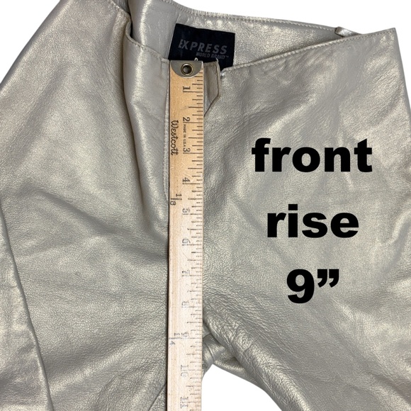 pants EXPRESS leather S iridescent pearl straight leg mid rise neutral elegant - Picture 13 of 17